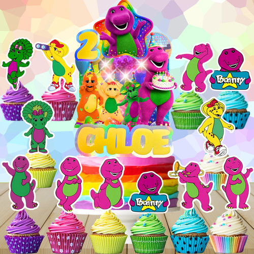 Barney cupcake cake topper